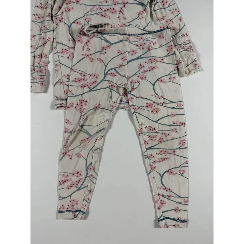 Kickee Pants Cherry Blossom Bamboo Long Sleeve Pajamas size 3